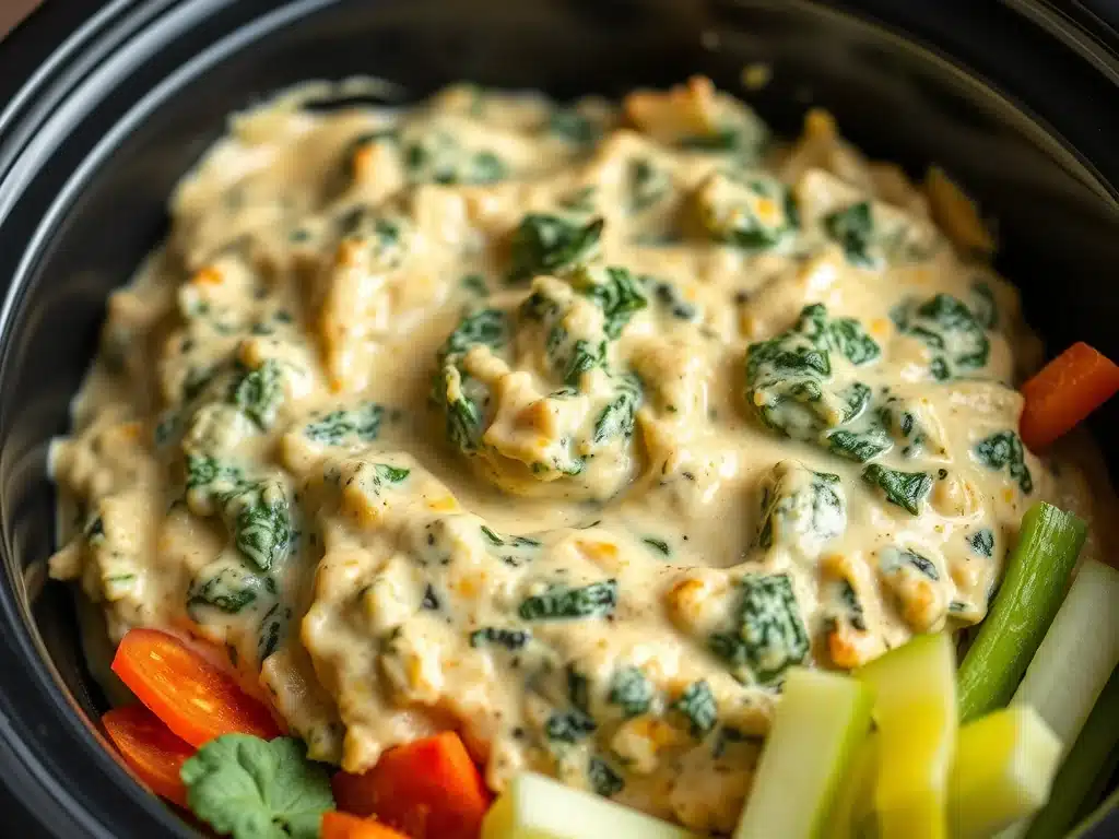 Keto Crockpot Recipes - Spinach and Artichoke Dip