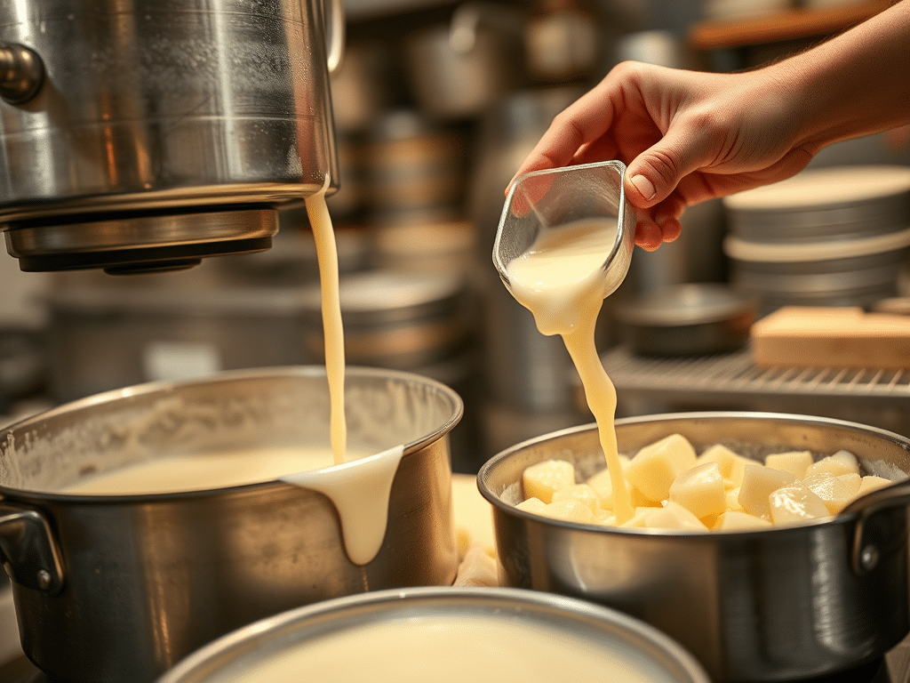 curdling process making cheese the milk is heated and combined 1