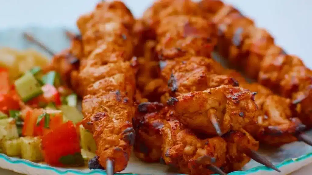 Grilled Chicken Shish Tawook with salad