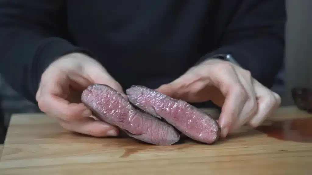 Beef Loin Flat Iron Steak Label: Selection, Preparation, and Cooking 5 Perfectly cooked flat iron steak sliced open