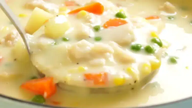 Low-acid creamy fish chowder with veggies – a soothing acid reflux diet recipe for fish chowder lovers.