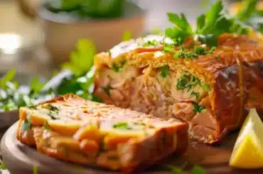 Seafood loaf made with tuna and salmon, showing they can be used in the same loaf recipe.