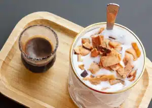 Coconut Coffee With Coconut Shavings on Top