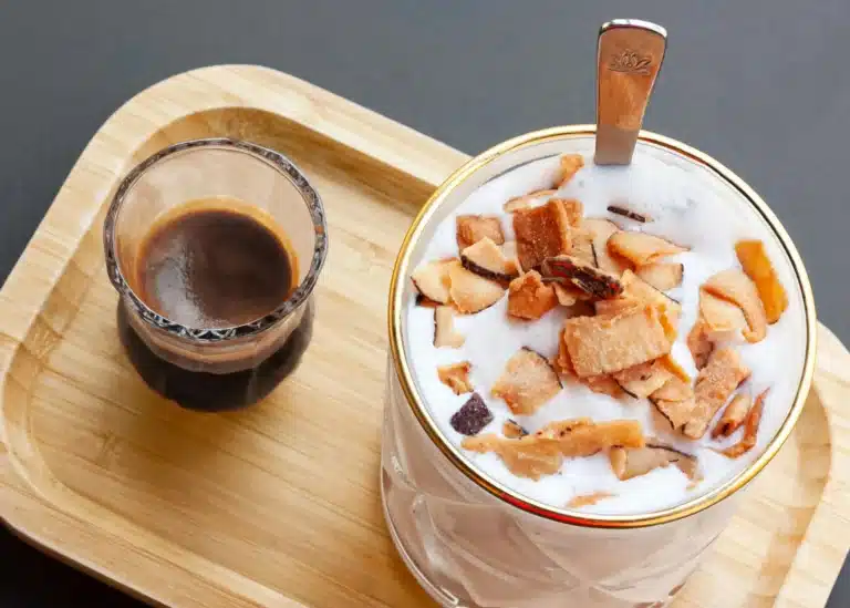 Coconut Coffee With Coconut Shavings on Top