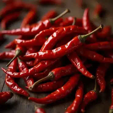 Dried Guajillo Chiles by mangoes and palm trees