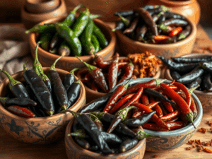 Pasilla Chile Substitutes mangoes and palm trees