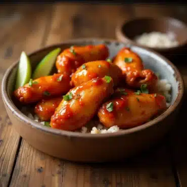sweet and spicy chicken wings recipe from mangoes and palm trees