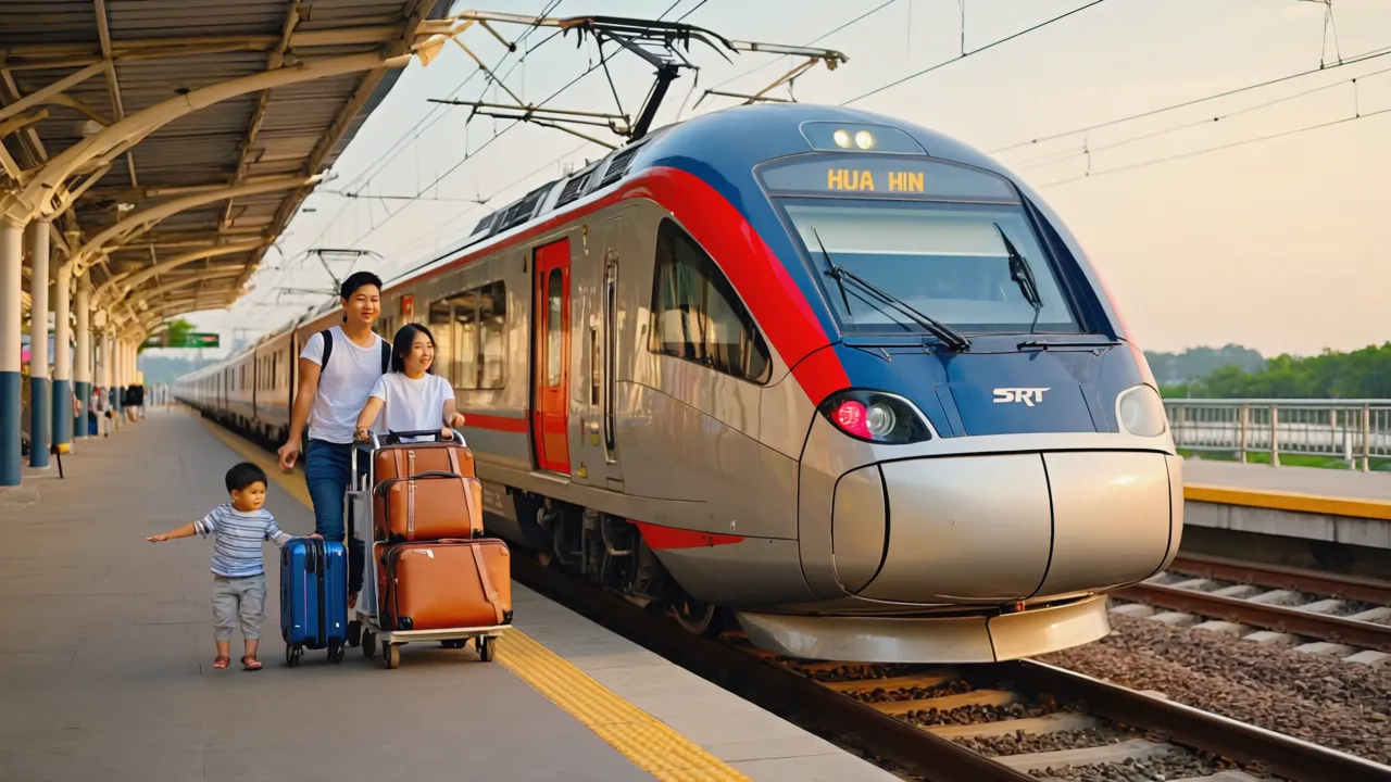 How to Get to Hua Hin from Bangkok 2026: The modern elevated Hua Hin Railway Station platform, a key hub for the 2026 Dual-Track Rail route from Bangkok.