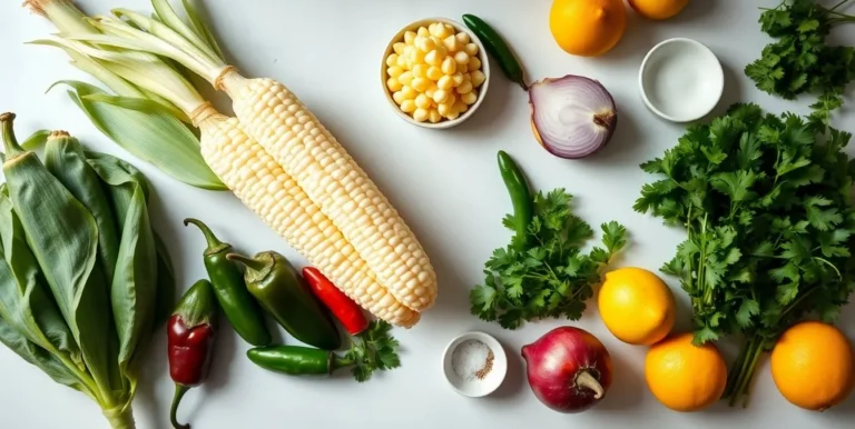 meal prep ideas, ingredients for roasted chili corn salsa