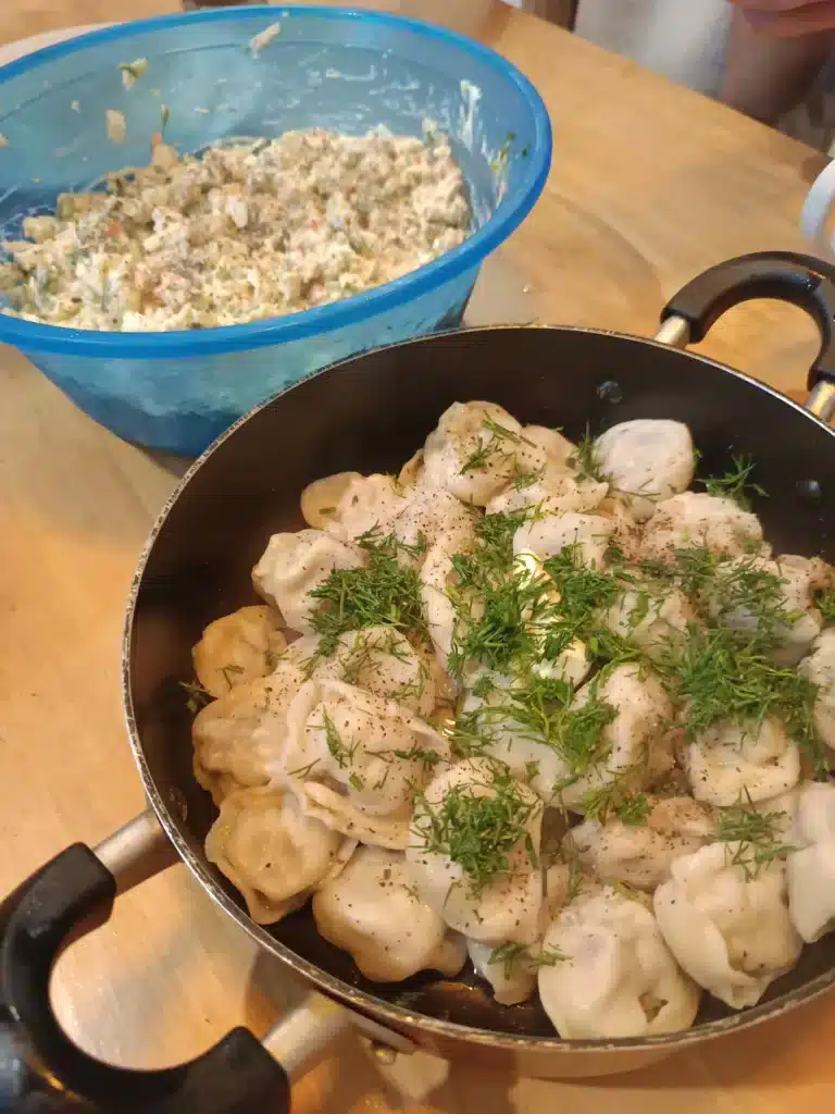 Authentic Siberian Pelmeni Recipe freshly made at home with Olivier salad at the mayerhoffer house in Danang Vietnam 2025 new years eve