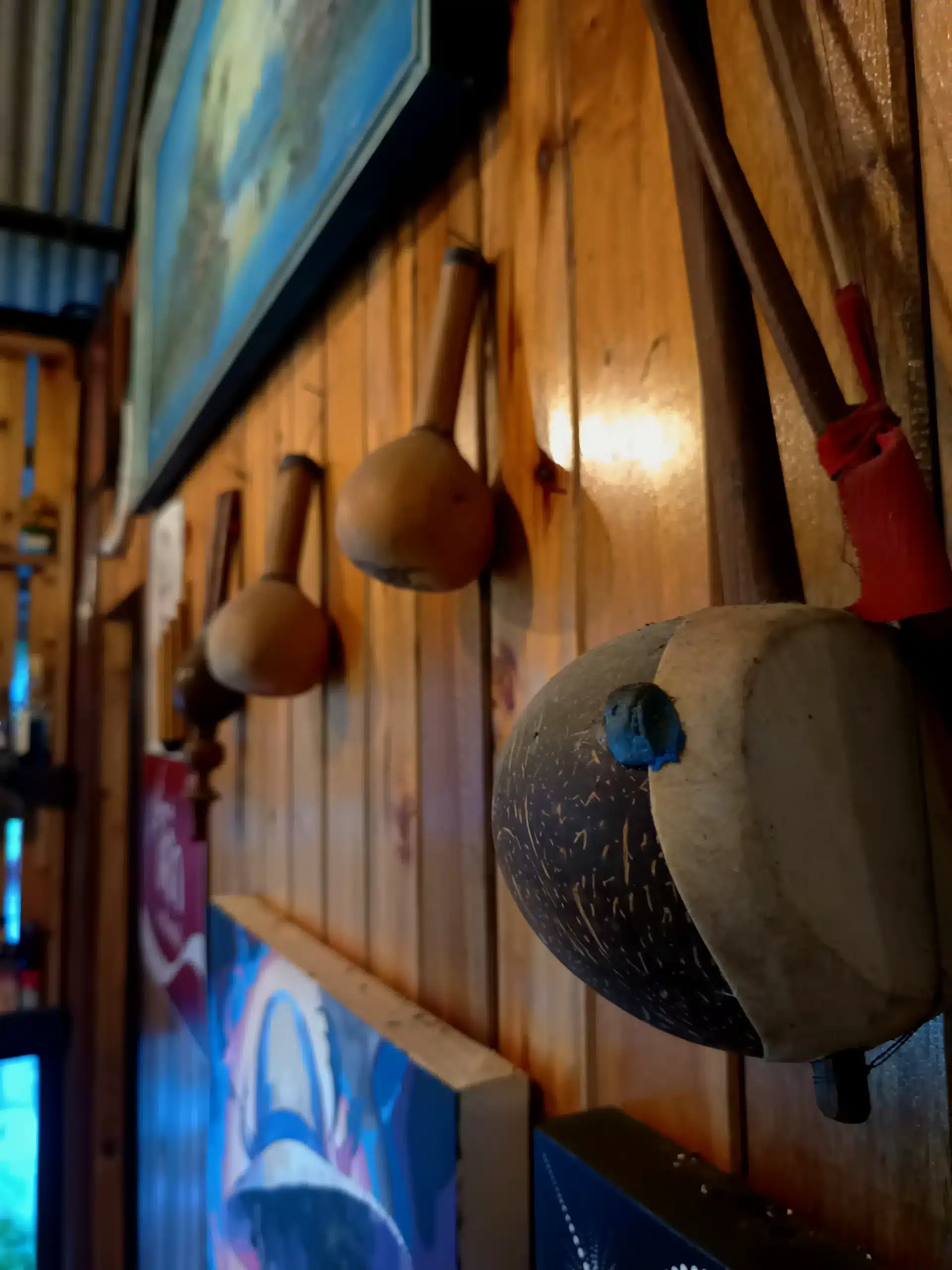 Collection of Thai traditional musical instruments at Kai Bar, Lamai, Koh Samui.