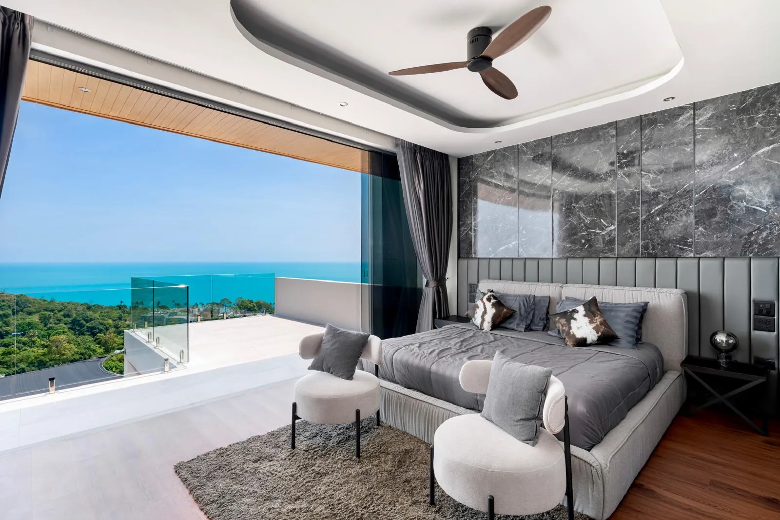 Amazing seaview from bedroom of luxury Koh Samui villa
