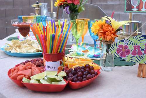 Hawaiian-themed food platter