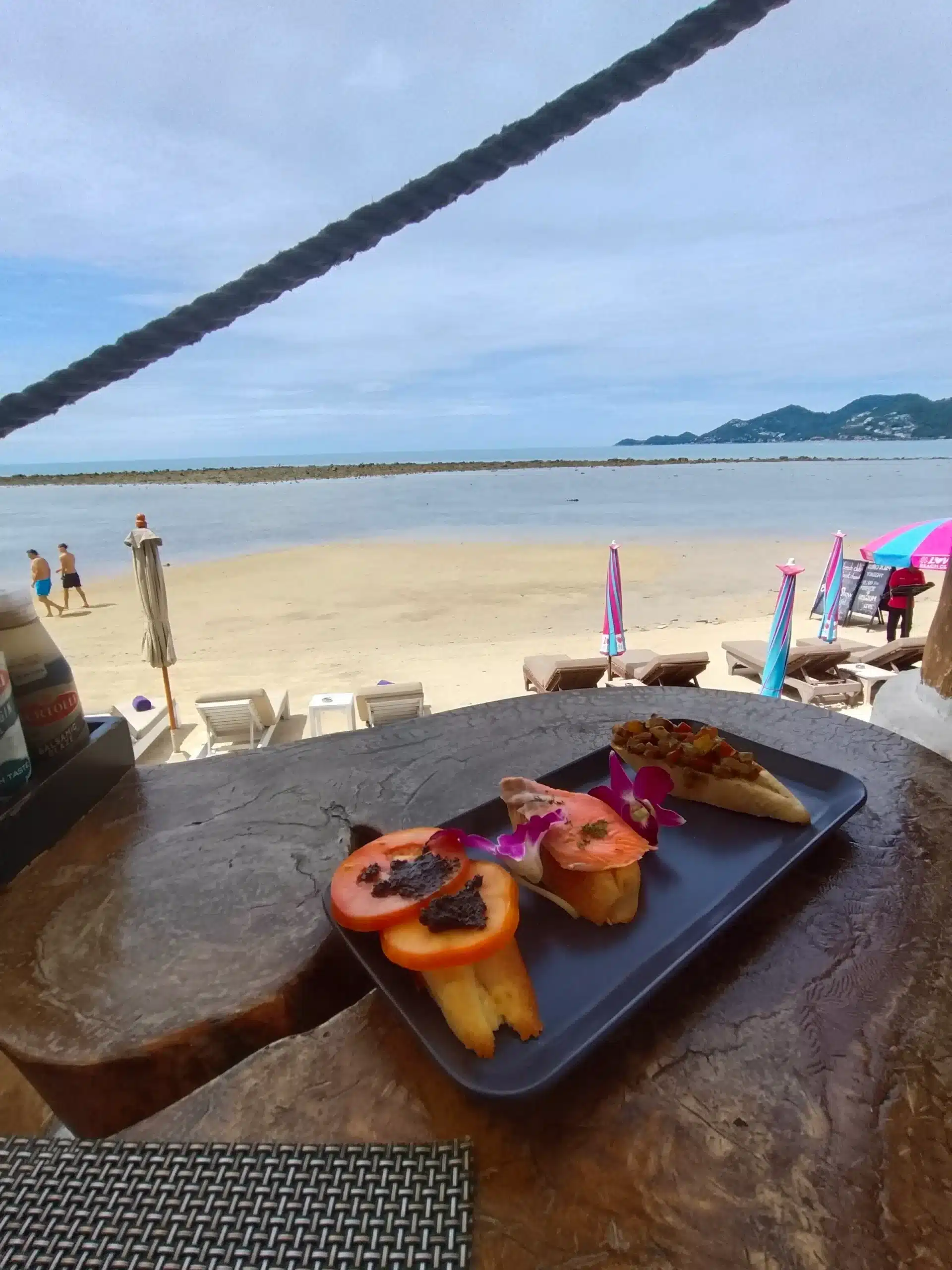 Lamai beach terrace dining with sea view on Koh Samui east coast