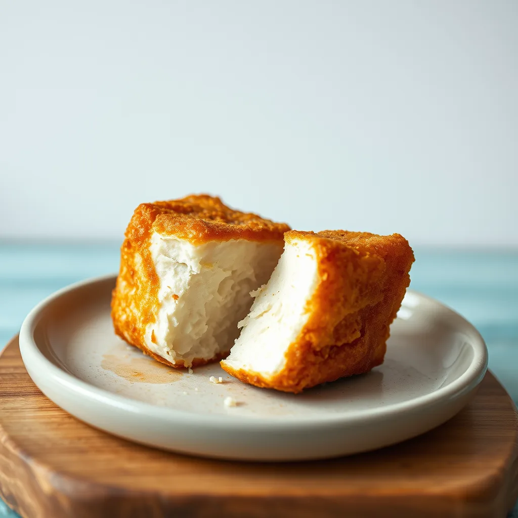 Illustrative cross-section of crispy fried tofu
